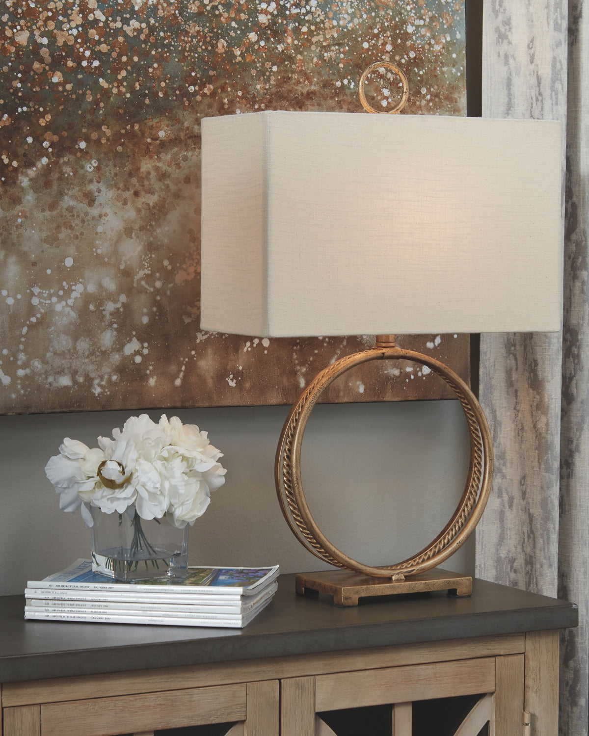 Mahala - Metal Table Lamp  - Antique Gold Finish by Ashley – view 2