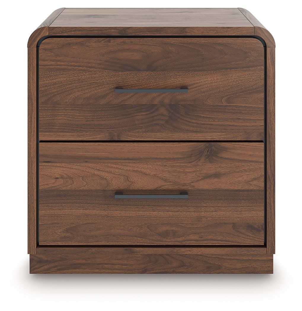 Fortlorn - Two Drawer Night Stand - Walnut Brown by Ashley – view 2