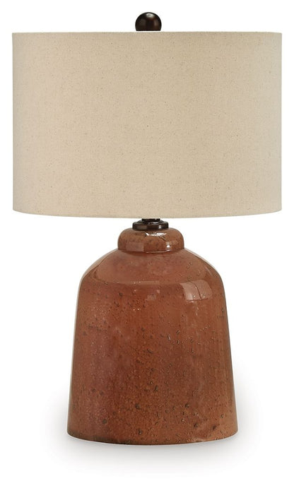 Aaleahya - Glass Table Lamp - Rust by Ashley – Table Lamps