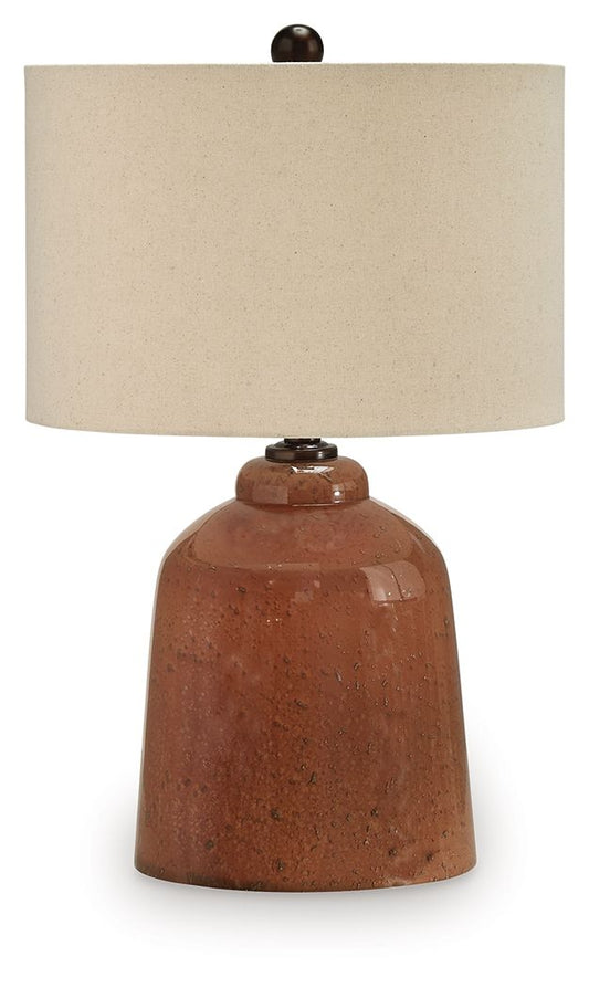 Aaleahya - Glass Table Lamp - Rust by Ashley – Table Lamps