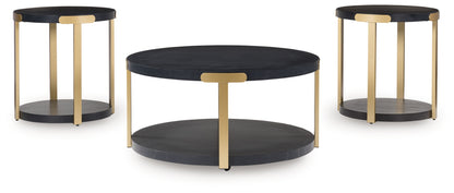Shylore - Occasional Table Set (Set of 3) - Black / Brass Finish by Ashley – view 2