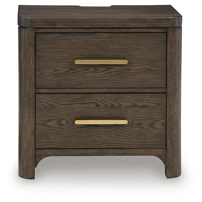 Radkin - Two Drawer Night Stand - Burnished Brown by Ashley – view 2