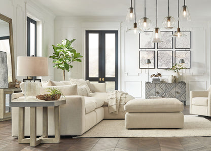 Elyza - 4 Pc. - Right Arm Facing Corner Chaise 3 Pc Sectional, Ottoman - Linen – 4 Piece Living Room Sets