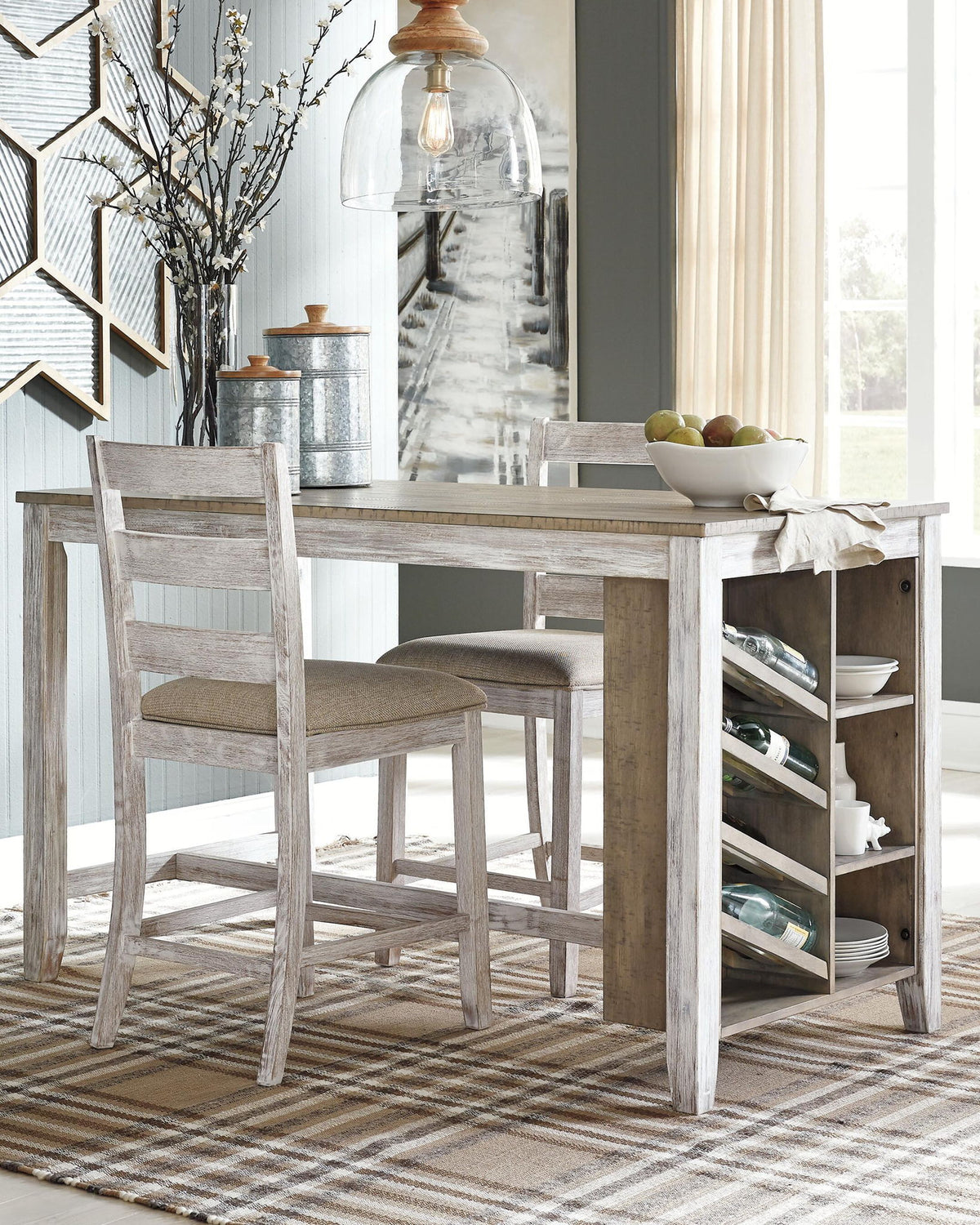 Skempton - Rectangular Counter Table With Storage - White by Ashley – view 3