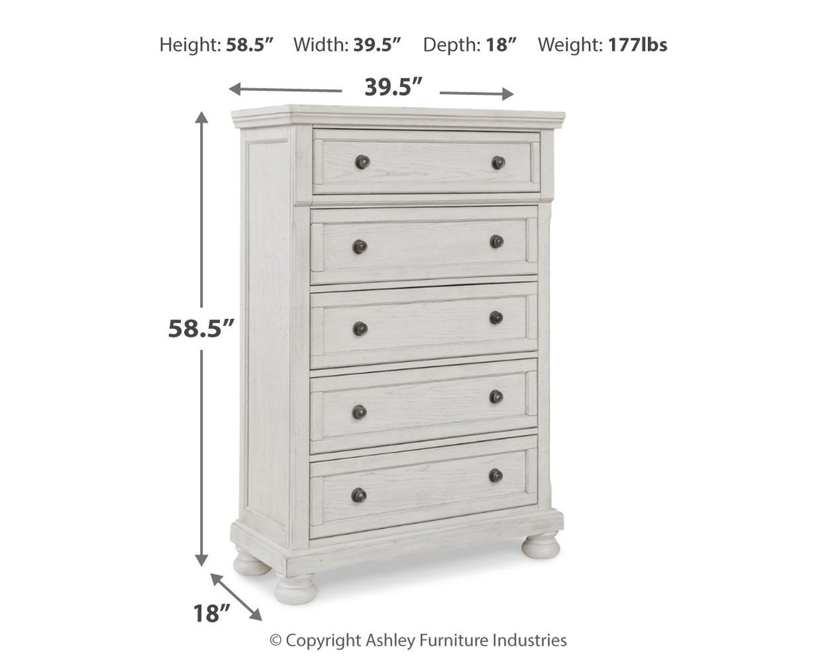 Robbinsdale - Five Drawer Chest - Antique White by Ashley – view 3