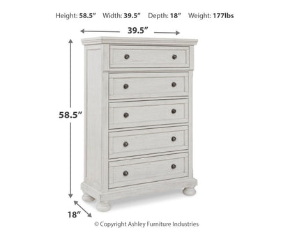 Robbinsdale - Five Drawer Chest - Antique White by Ashley – view 3