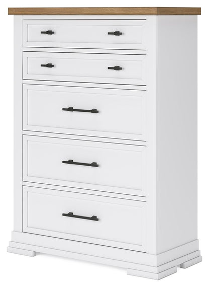 Ashbryn - Five Drawer Chest - White / Natural – view 2