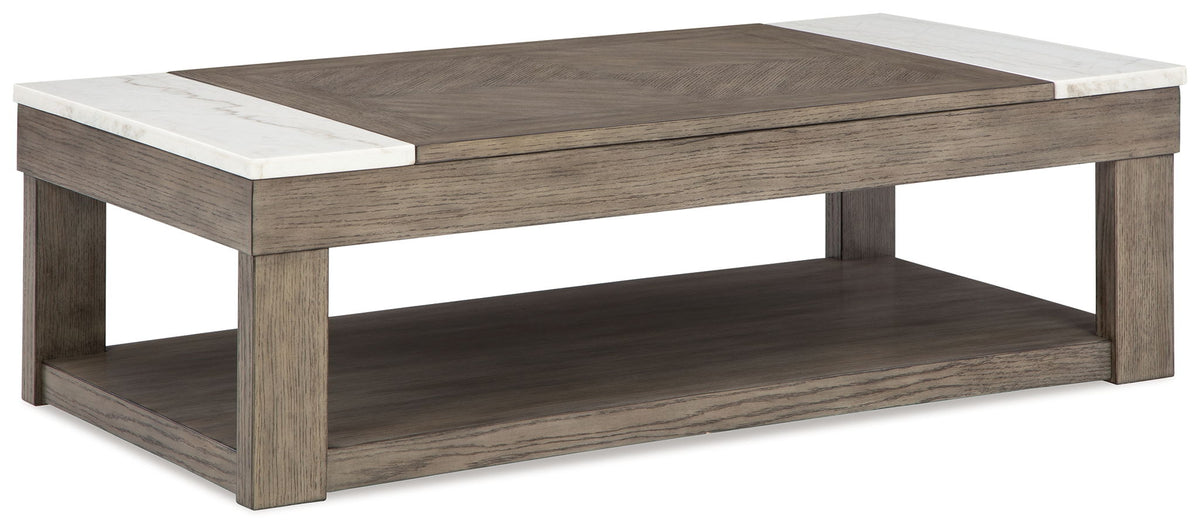 Loyaska - Lift Top Cocktail Table - Grayish Brown / White by Ashley – Cocktail Tables