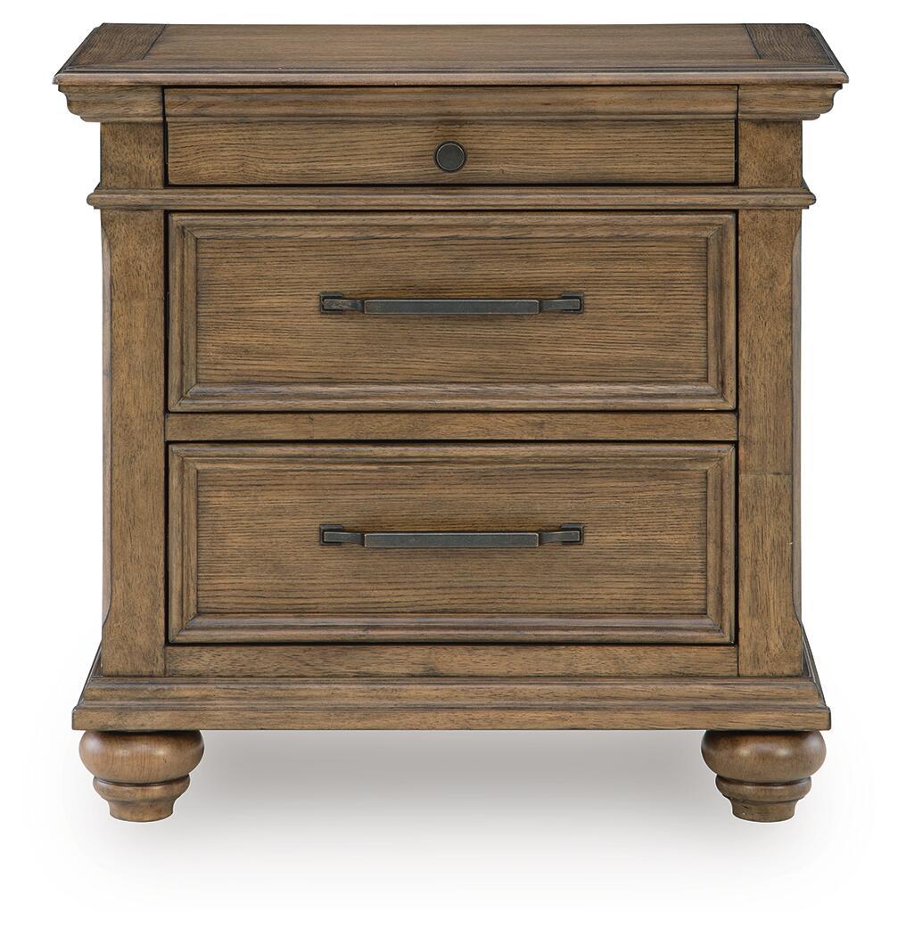 Karallin - Three Drawer Night Stand - Medium Brown by Ashley – view 3