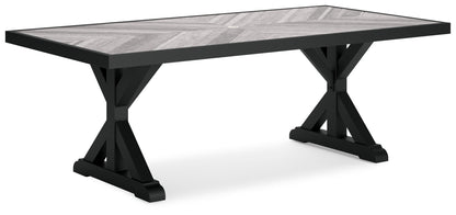 Beachcroft - Rectangular Dining Table With Umbrella Option - Black / Light Gray by Ashley – Dining Tables