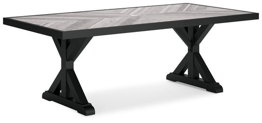 Beachcroft - Rectangular Dining Table With Umbrella Option - Black / Light Gray by Ashley – Dining Tables