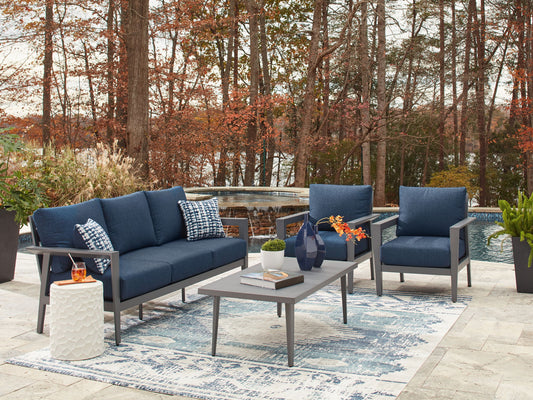 Gali - Sofa / Chairs / Table Set (Set of 4) - Gray / Blue by Ashley – view 2