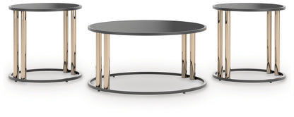 Hannerly - Occasional Table Set (Set of 3) - Black / Gold Finish by Ashley – Table Sets