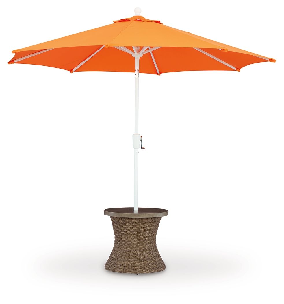 Laguna Heights - Round End Table With Umbrella Option - Beige by Ashley – view 3