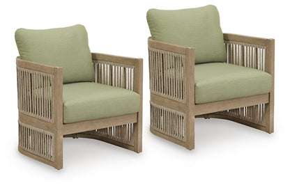 Serena Shores - Lounge Chair With Cushion (Set of 2) - Beige / Green by Ashley – Chair Sets