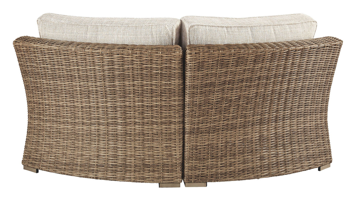 Beachcroft - Curved Corner Chair w/Cushion - Beige by Ashley – view 2