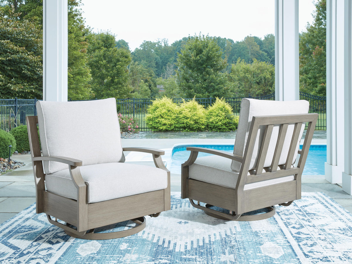 Rainier Ranch - Swivel Glider Chair With Cushion - Brown / Beige by Ashley – view 2