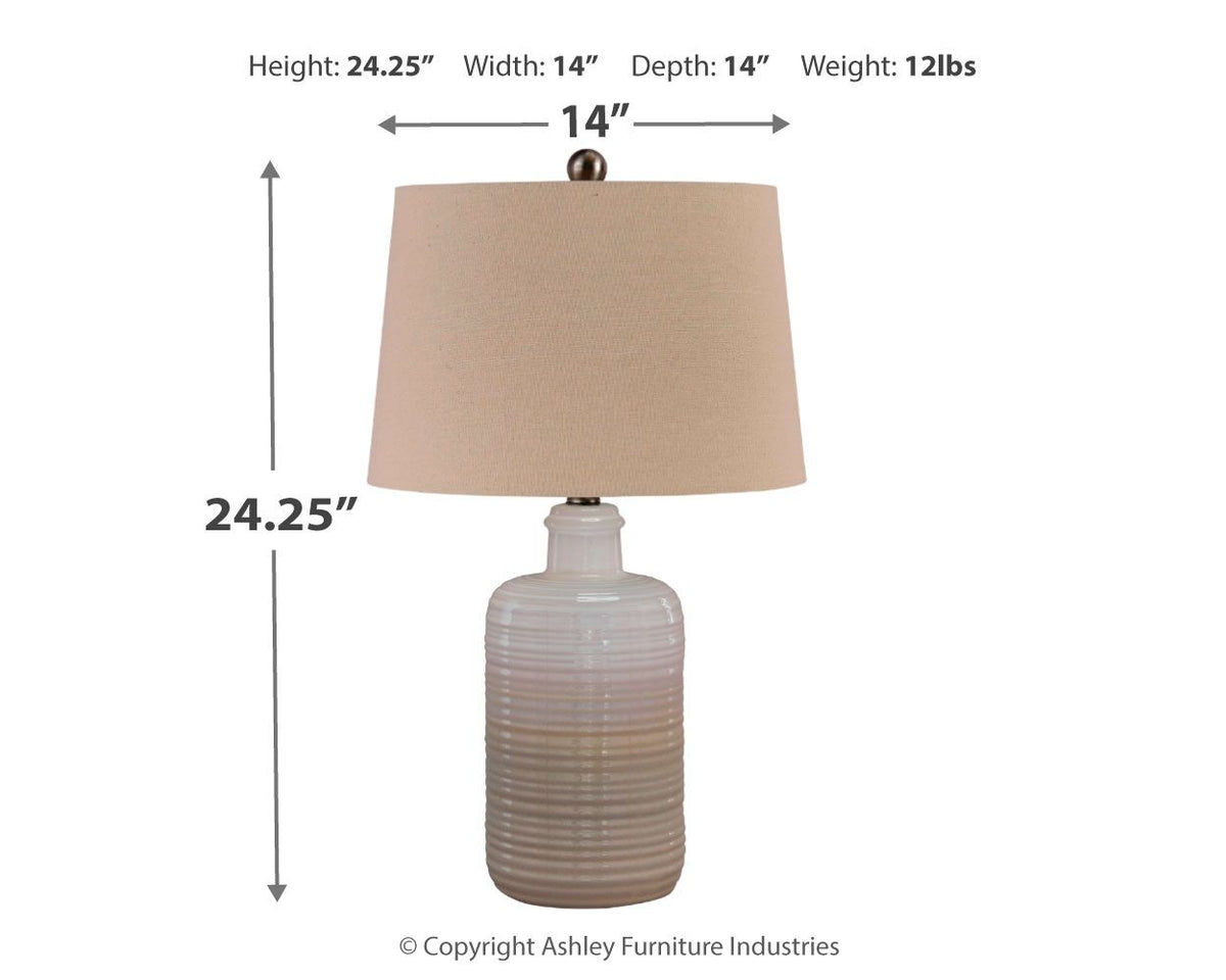 Marnina - Ceramic Table Lamp (Set of 2) - Taupe by Ashley – view 2