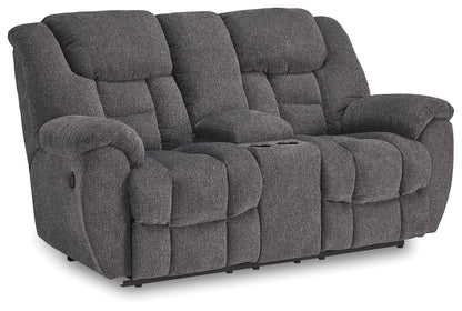 Foreside - Dbl Reclining Loveseat with Console - Charcoal by Ashley – Reclining Loveseats