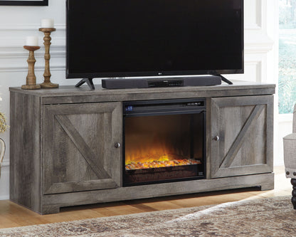 Wynnlow - 63" TV Stand With Glass/Stone Fireplace Insert - Gray by Ashley – view 2