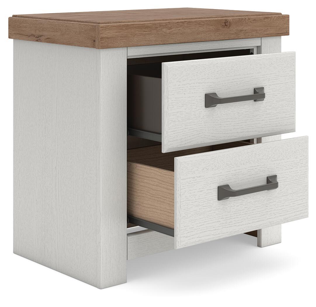 Savonport - Two Drawer Night Stand - White / Brown – view 2