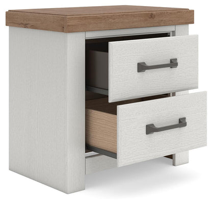 Savonport - Two Drawer Night Stand - White / Brown – view 2
