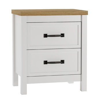 Kerisden - Two Drawer Night Stand - White / Brown by Ashley – Accent Nightstands