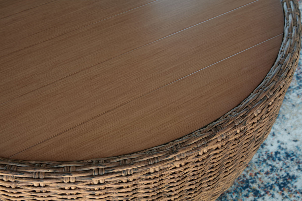 Double Point - Round Cocktail Table - Beige by Ashley – view 2