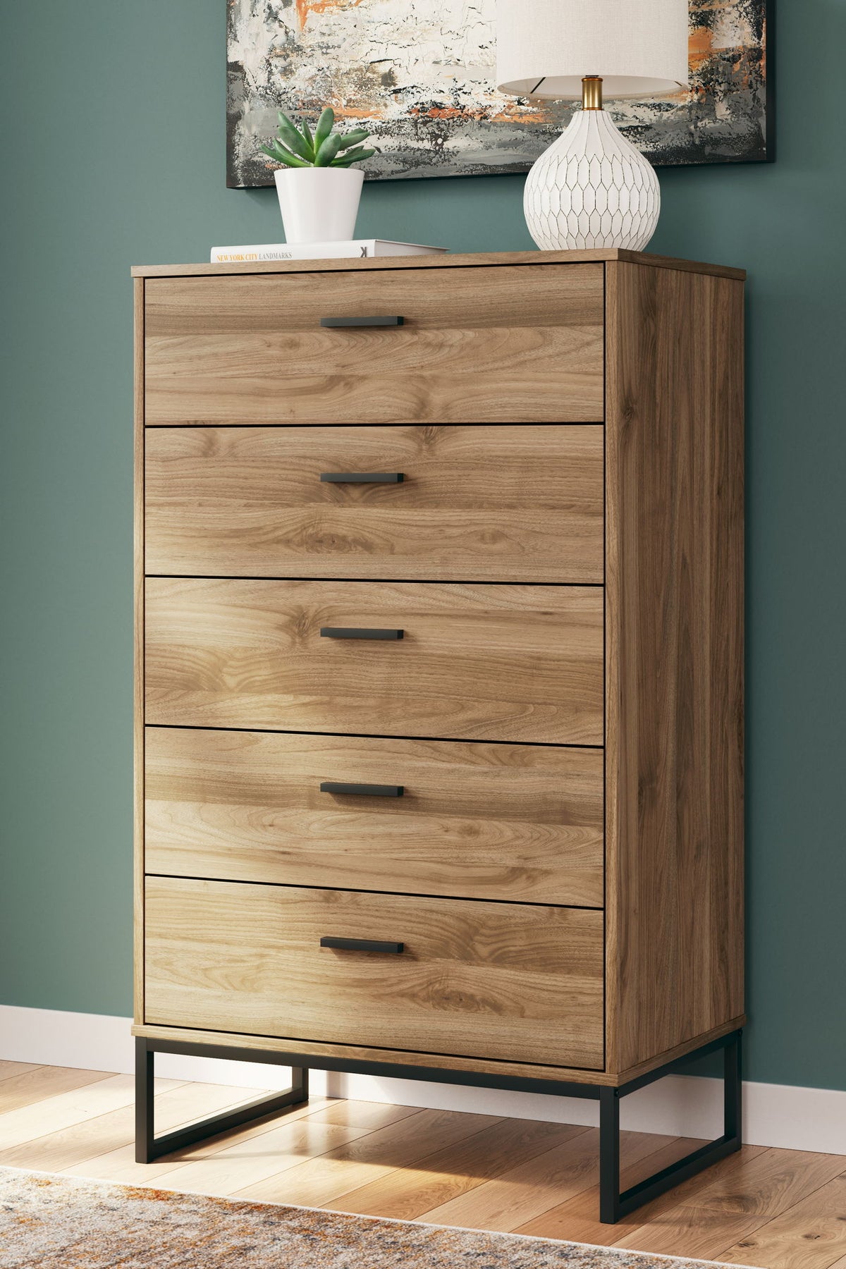 Deanlow - Five Drawer Chest - Honey by Ashley – view 2