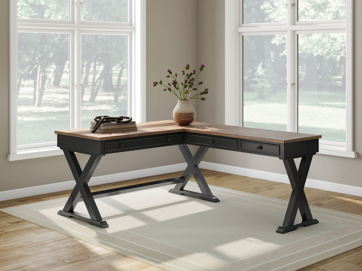Wildenauer - Home Office Desk And Return - Brown / Black by Ashley – view 3