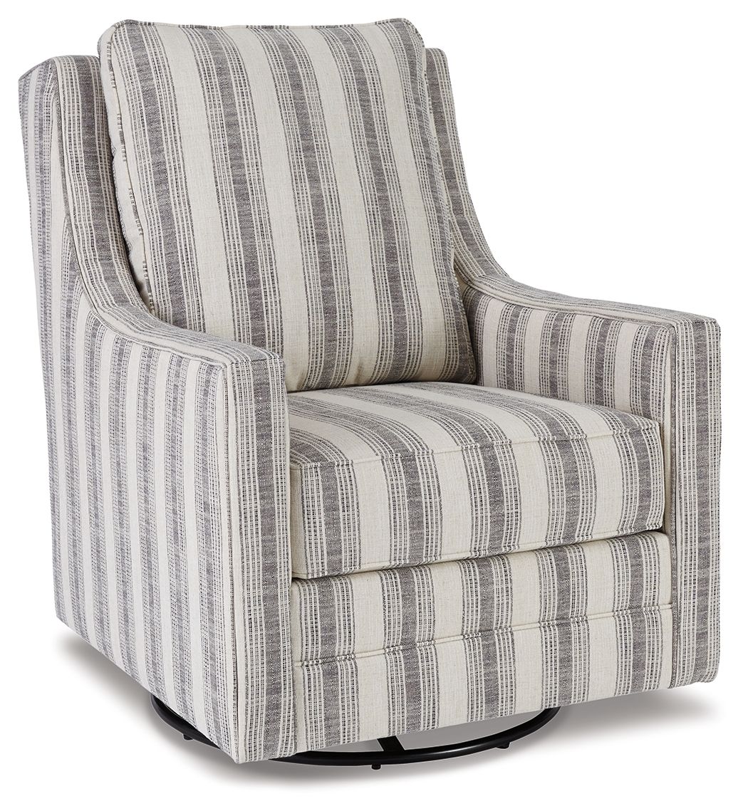 Kambria - Swivel Glider Accent Chair - Ivory / Black by Ashley – Swivel Glider Chairs