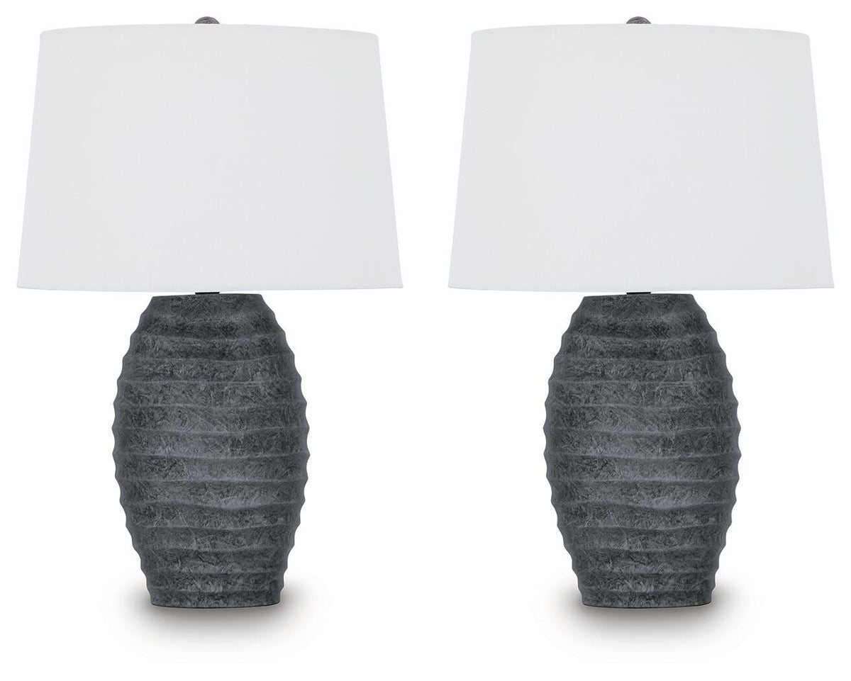 Caronick - Poly Table Lamp (Set of 2) - Antique Silver Finish by Ashley – Table Lamps