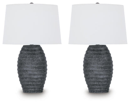 Caronick - Poly Table Lamp (Set of 2) - Antique Silver Finish by Ashley – Table Lamps