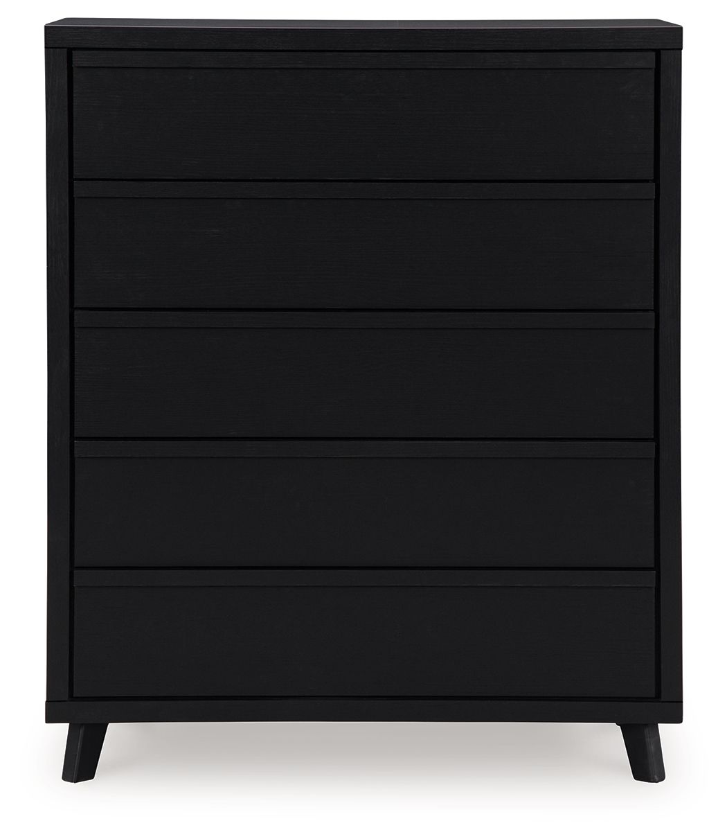 Danziar - Five Drawer Wide Chest - Black by Ashley – view 2