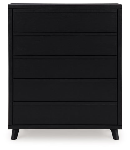 Danziar - Five Drawer Wide Chest - Black by Ashley – view 2