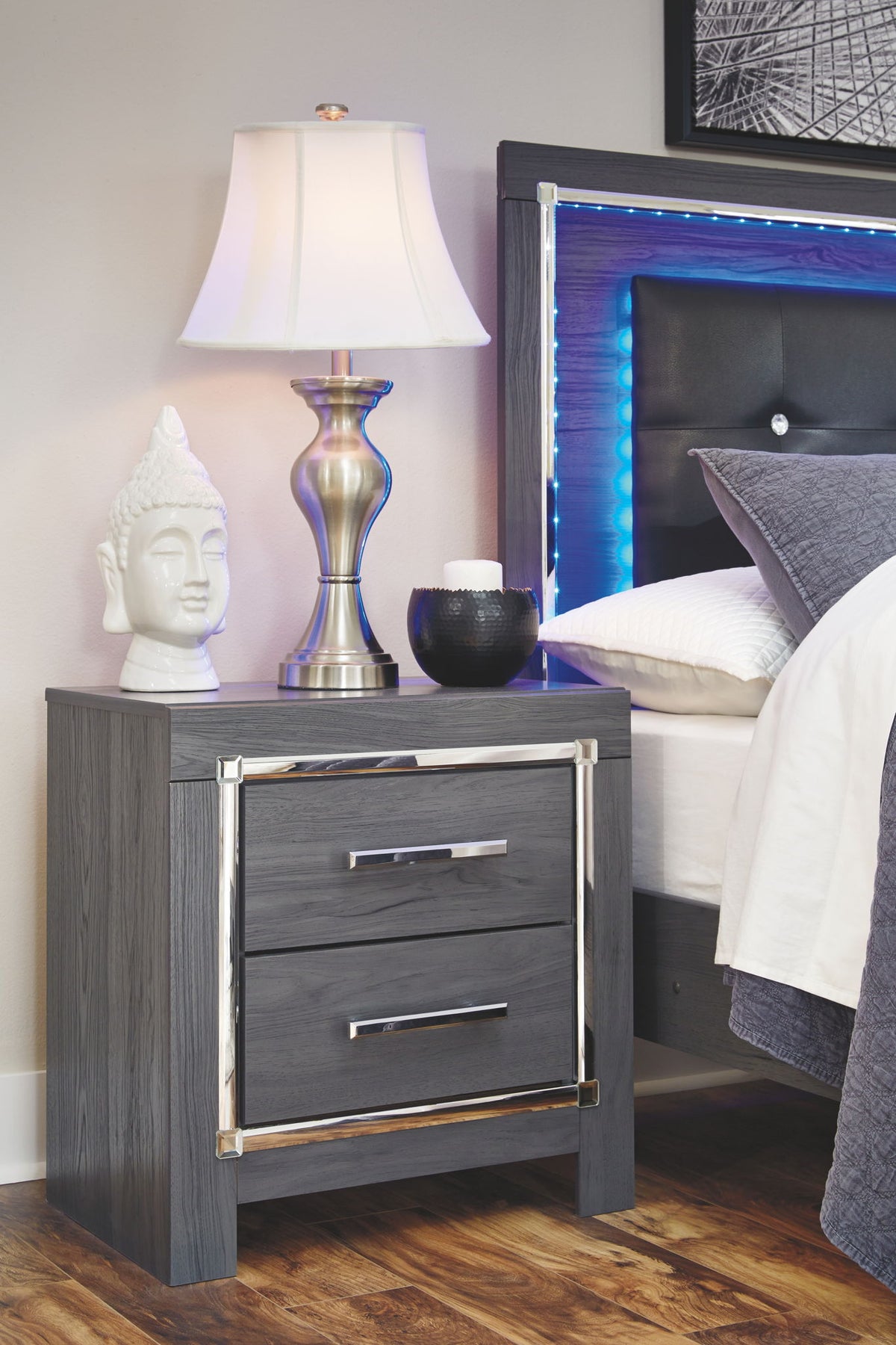 Lodanna - Two Drawer Night Stand - Gray by Ashley – view 2