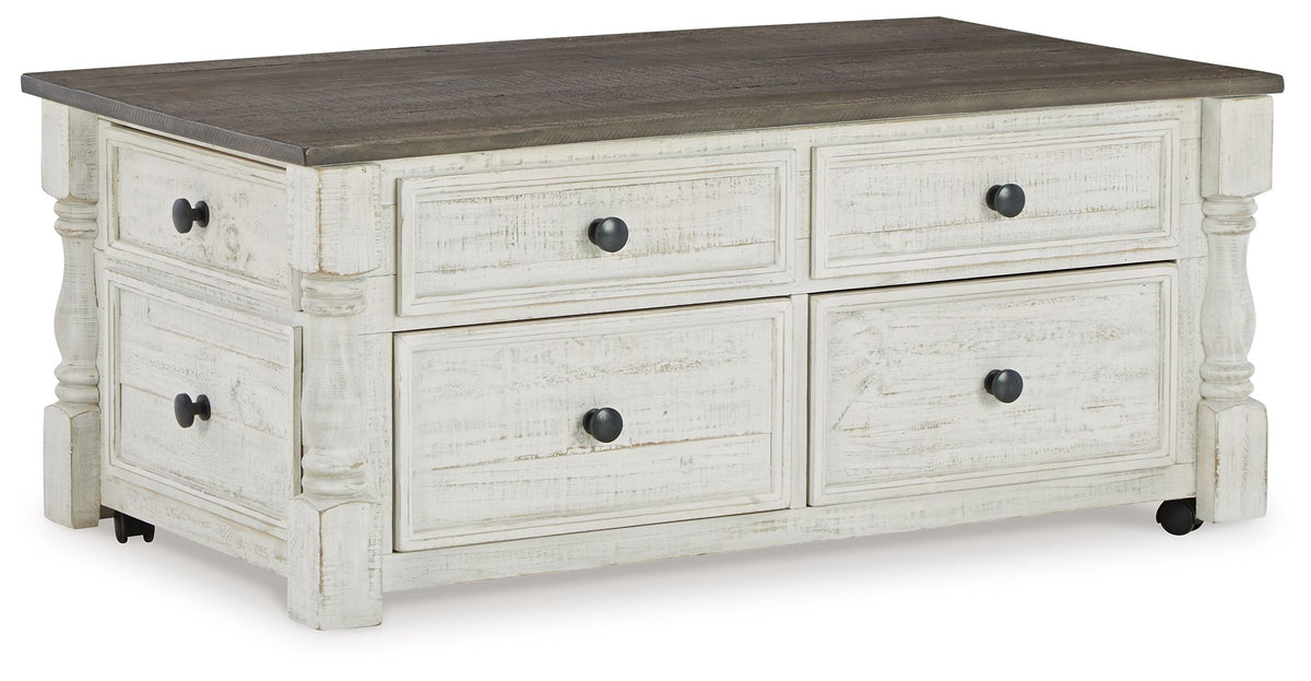 Havalance - Lift Top Cocktail Table with Storage Drawers - White / Gray by Ashley – Cocktail Tables