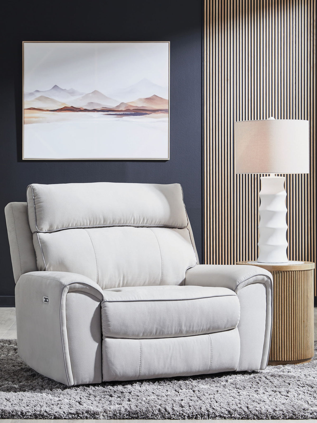 Social Pointe - Power Recliner / Adjustable Headrest - Pearl / Ash by Ashley – view 3