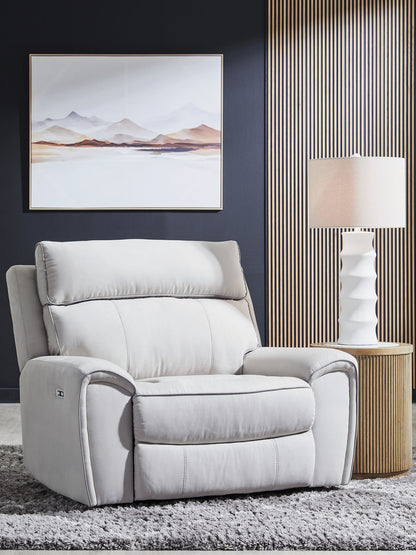 Social Pointe - Power Recliner / Adjustable Headrest - Pearl / Ash by Ashley – view 3