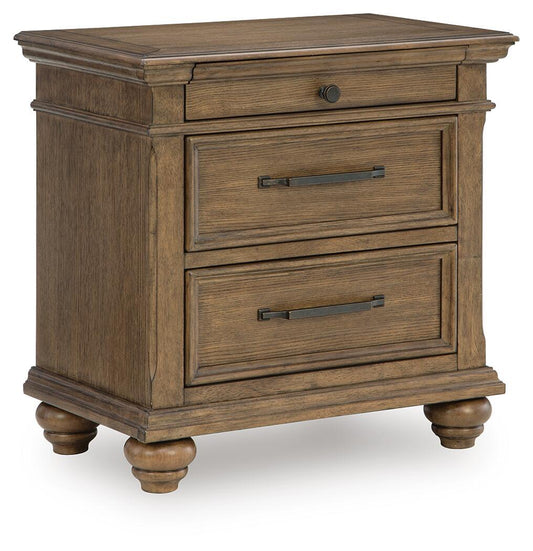 Karallin - Three Drawer Night Stand - Medium Brown by Ashley – Accent Nightstands