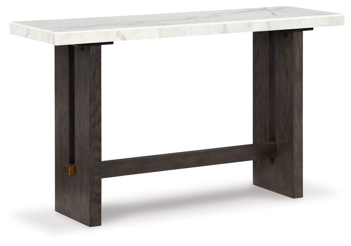 Burkhaus - Sofa Table - White / Dark Brown by Ashley – Sofa Tables