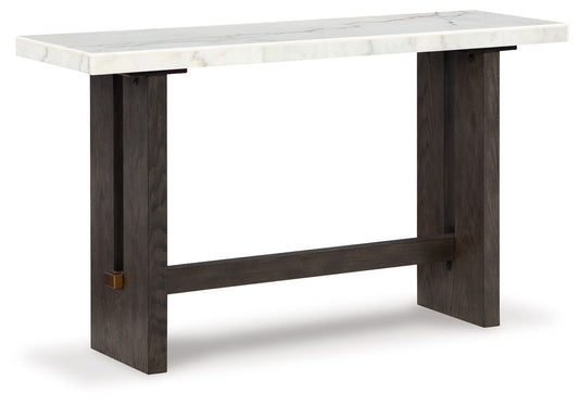 Burkhaus - Sofa Table - White / Dark Brown by Ashley – Sofa Tables