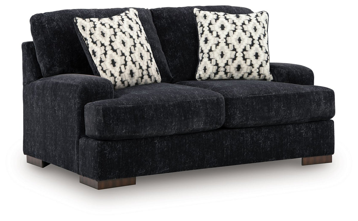 Whitmore Manor - Loveseat - Black Pearl – Stationary Loveseats