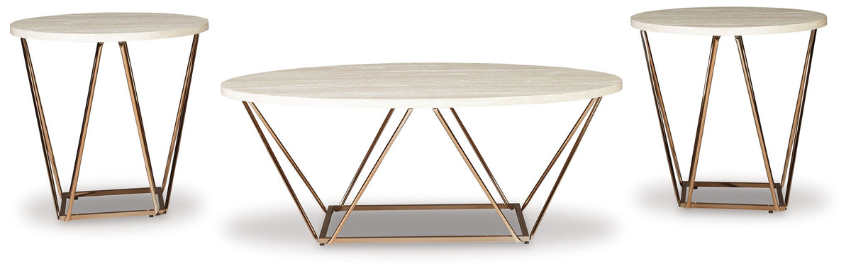 Tarica - Occasional Table Set (Set of 3) - White / Metallic by Ashley – view 2
