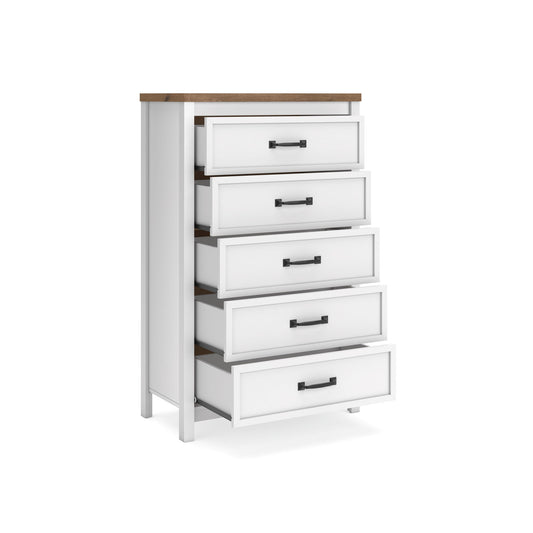 Kerisden - Five Drawer Chest - White / Brown – view 2