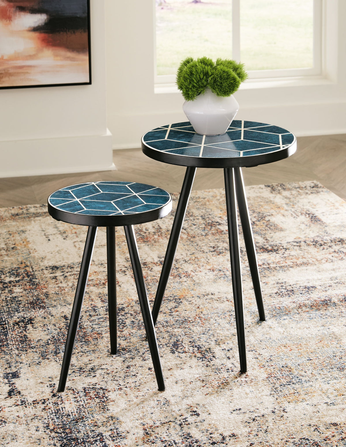 Clairbelle - Accent Table (Set of 2) - Teal by Ashley – view 3
