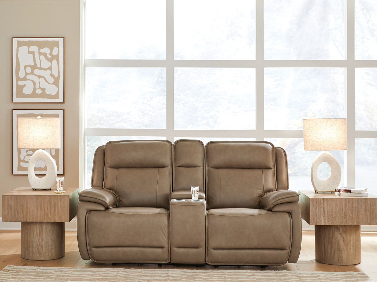 Glencroft - Power Reclining Loveseat With Console / Adjustable Headrest - Sahara by Ashley – view 3