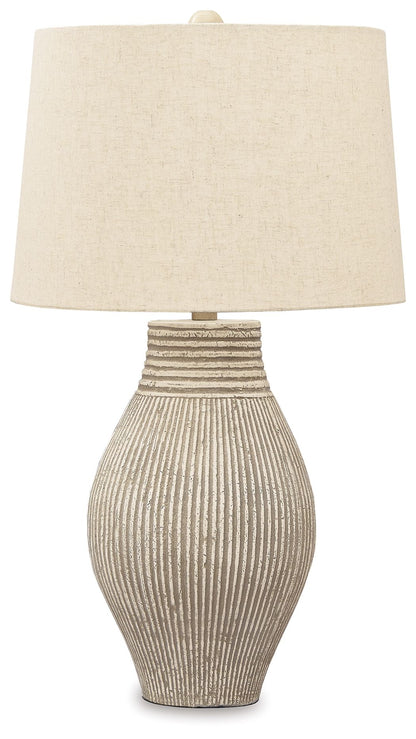 Layal - Paper Table Lamp  - Beige by Ashley – Table Lamps