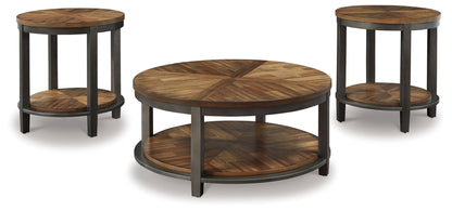 Roybeck - Occasional Table Set (Set of 3) - Light Brown / Bronze by Ashley – Table Sets