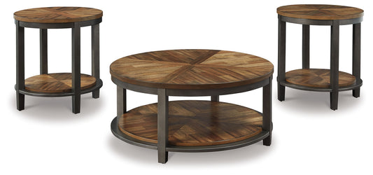 Roybeck - Occasional Table Set (Set of 3) - Light Brown / Bronze by Ashley – Table Sets